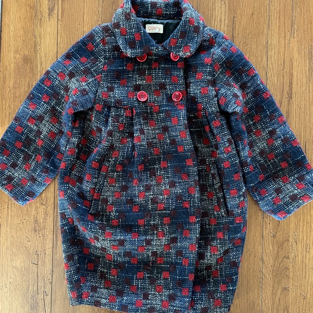 Quincy Kids Checkered Coat - Red and Blue Girl's Size 6